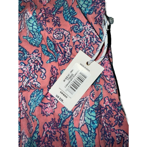 Simply Southern Women’s Sleeveless Ruffle Top, Coral/Seahorse Print, small - Picture 6 of 8